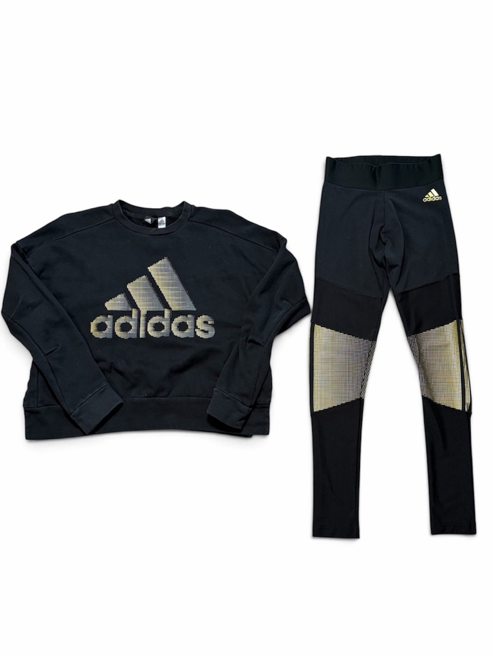Adidas Women’s Black & Gold Sweatshirt S Leggings XS 2-Piece Set